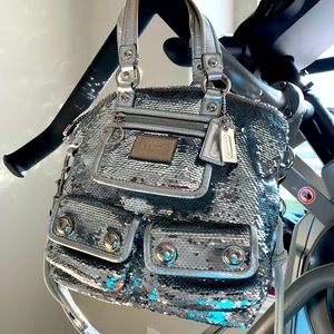 Coach Poppy Silver Sequin handbag
